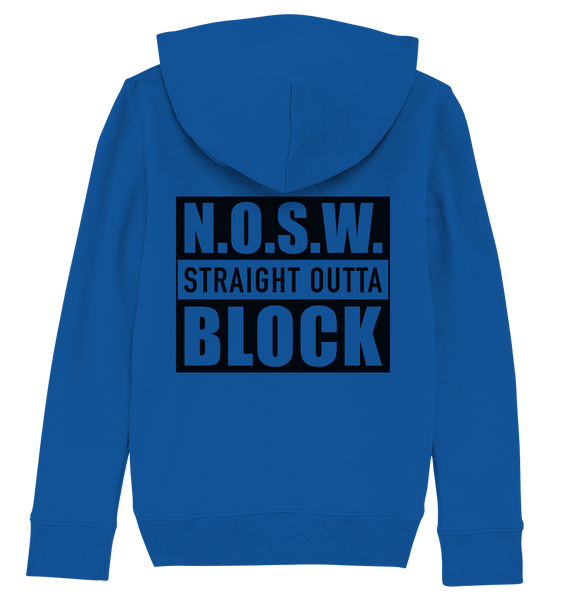 N.O.S.W. BLOCK Hoodie "CASUAL BLOCKWEAR" Kids UNISEX Organic Kapuzenpullover blau