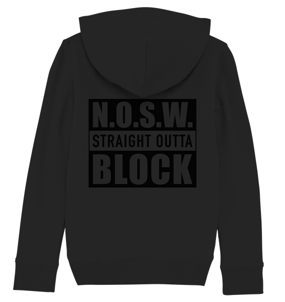 N.O.S.W. BLOCK Hoodie "CASUAL BLOCKWEAR" Kids UNISEX Organic Kapuzenpullover schwarz