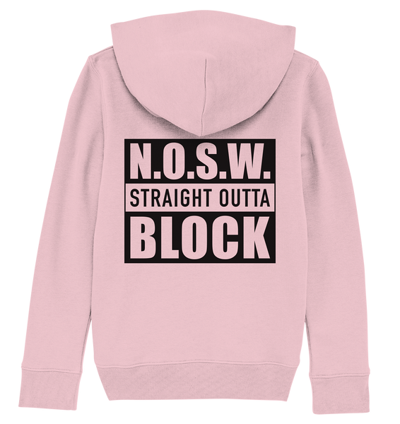 N.O.S.W. BLOCK Hoodie "CASUAL BLOCKWEAR" Kids UNISEX Organic Kapuzenpullover cotton pink