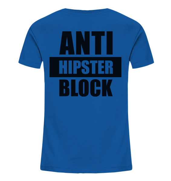 N.O.S.W. BLOCK Fanblock Shirt "ANTI HIPSTER BLOCK" Kids UNISEX Organic T-Shirt blau