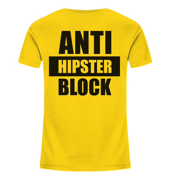 N.O.S.W. BLOCK Fanblock Shirt "ANTI HIPSTER BLOCK" Kids UNISEX Organic T-Shirt gelb