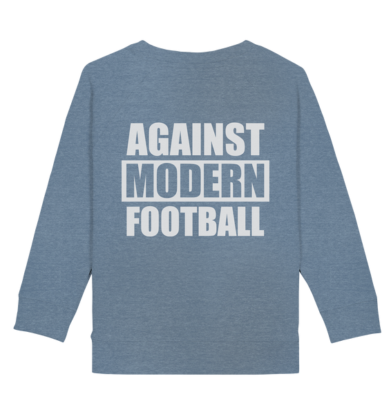 N.O.S.W. BLOCK Fanblock Sweater "AGAINST MODERN FOOTBALL" Kids UNISEX Organic Sweatshirt mid heather blue