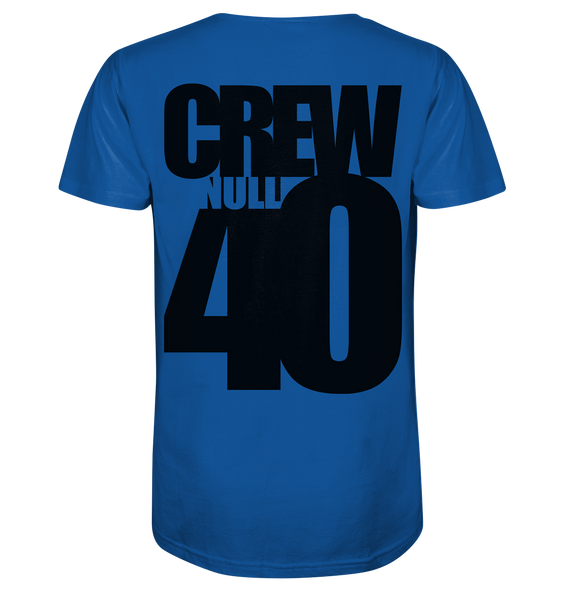 N.O.S.W. BLOCK Shirt "CREW NULL40" beidseitig bedrucktes Männer Organic V-Neck T-Shirt blau