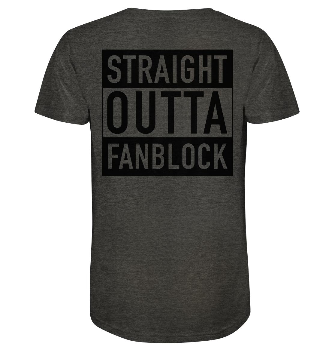 N.O.S.W. BLOCK Shirt "STRAIGHT OUTTA FANBLOCK" Männer Organic V-Neck T-Shirtdark heather grau