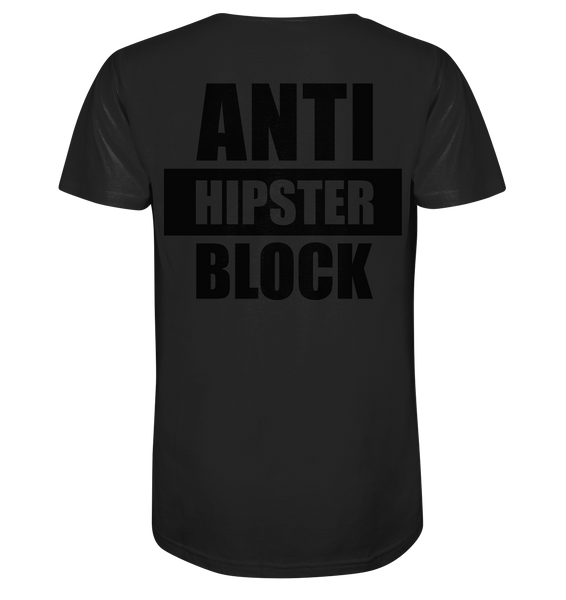N.O.S.W. BLOCK Fanblock Shirt "ANTI HIPSTER BLOCK" Männer Organic V-Neck T-Shirt schwarz