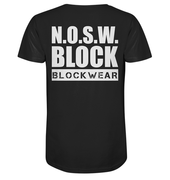 N.O.S.W. BLOCK Shirt "N.O.S.W. BLOCK BLOCKWEAR" Organic V-Neck T-Shirt schwarz