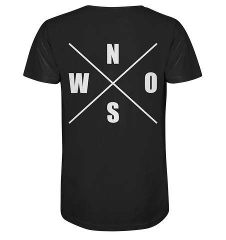N.O.S.W. BLOCK Shirt "N.O.S.W. ICON" @ Front & Back Organic V-Neck T-Shirt schwarz