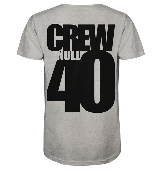 N.O.S.W. BLOCK Shirt "CREW NULL40" beidseitig bedrucktes Männer Organic V-Neck T-Shirt heather grau