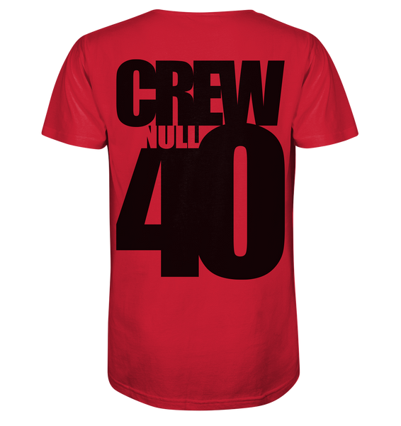 N.O.S.W. BLOCK Shirt "CREW NULL40" beidseitig bedrucktes Männer Organic V-Neck T-Shirt rot