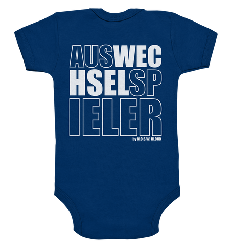 N.O.S.W. BLOCK Teamsport Body "AUSWECHSELSPIELER" Organic Baby Bodysuite navy