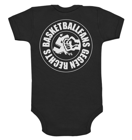 N.O.S.W. BLOCK Gegen Rechts Body "BASKETBALLFANS GEGEN RECHTS" beidseitig bedruckter Organic Baby Bodysuite schwarz