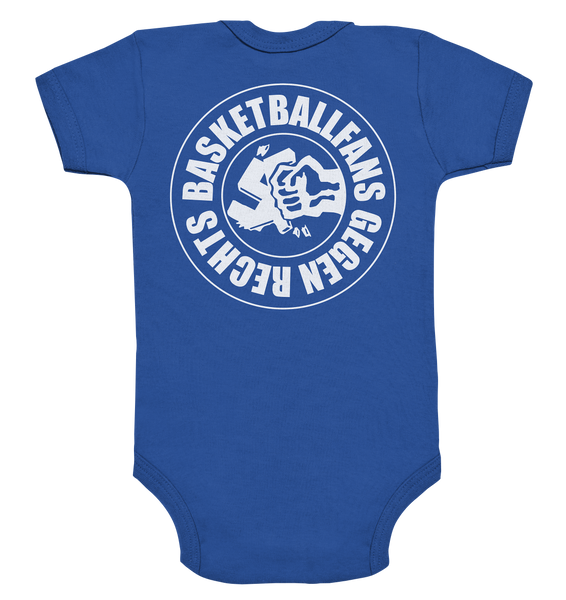 N.O.S.W. BLOCK Gegen Rechts Body "BASKETBALLFANS GEGEN RECHTS" beidseitig bedruckter Organic Baby Bodysuite cobalt blue organic