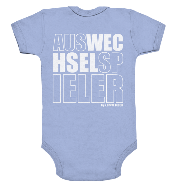 N.O.S.W. BLOCK Teamsport Body "AUSWECHSELSPIELER" Organic Baby Bodysuite dusty blue