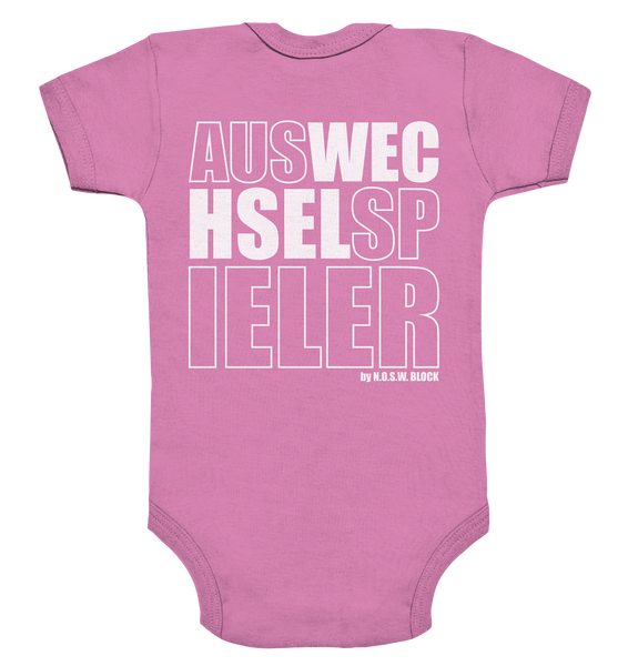 N.O.S.W. BLOCK Teamsport Body "AUSWECHSELSPIELER" Organic Baby Bodysuite bubble gum pink