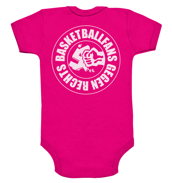 N.O.S.W. BLOCK Gegen Rechts Body "BASKETBALLFANS GEGEN RECHTS" beidseitig bedruckter Organic Baby Bodysuite fuchsia organic