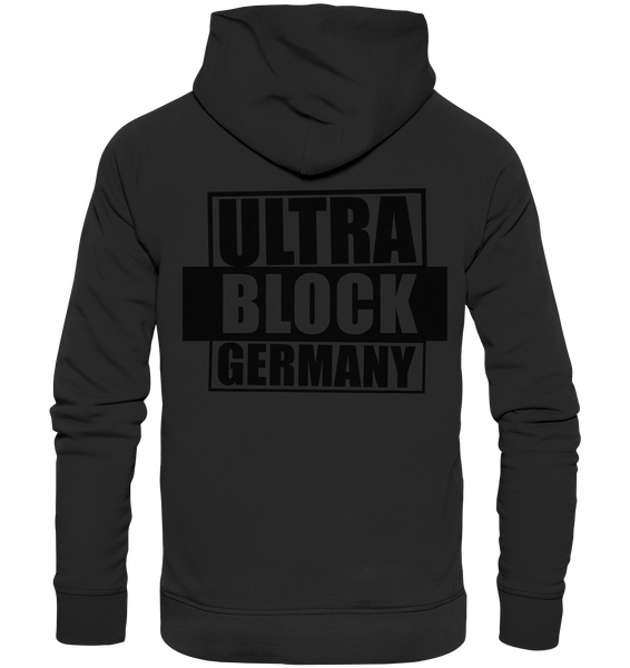 N.O.S.W. BLOCK Ultras Hoodie "ULTRA BLOCK GERMANY" beidseitig bedruckter Männer Organic Basic Kapuzenpullover schwarz