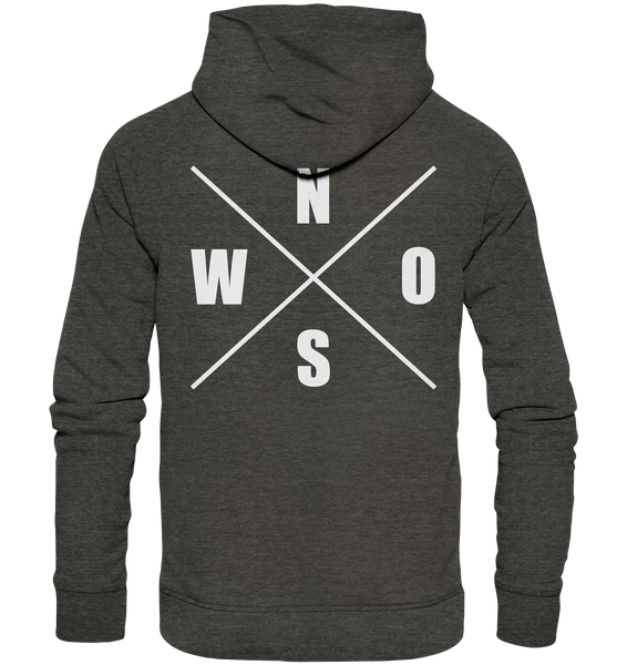 N.O.S.W. BLOCK Hoodie "N.O.S.W. ICON" @ Front & Back Männer Organic Fashion Kapuzenpullover dark heather grau
