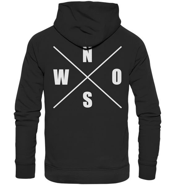 N.O.S.W. BLOCK Hoodie "N.O.S.W. ICON" @ Front & Back Männer Organic Fashion Kapuzenpullover schwarz