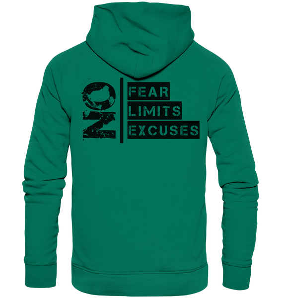 N.O.S.W. BLOCK Ultras Hoodie "ULTRAS FOR REAL" beidseitig bedruckter Männer Organic Kapuzenpullover grün