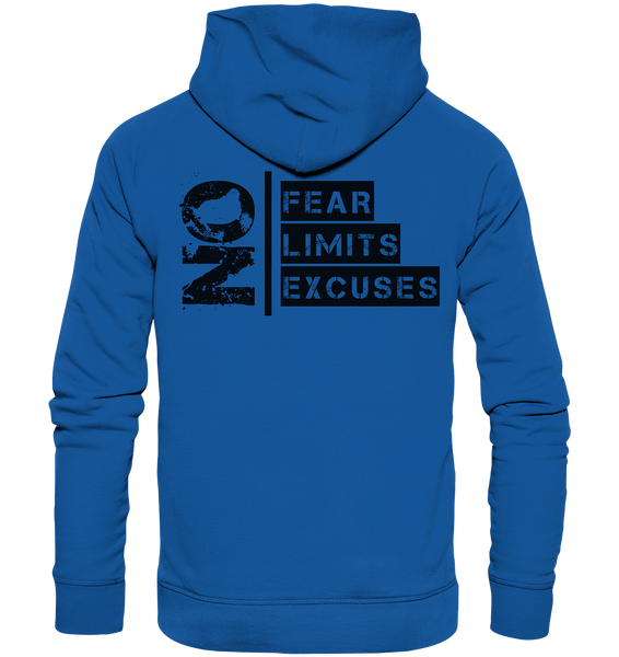 N.O.S.W. BLOCK Ultras Hoodie "ULTRAS FOR REAL" beidseitig bedruckter Männer Organic Kapuzenpullover blau