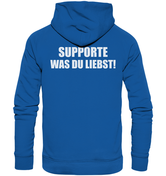 N.O.S.W. BLOCK Hoodie "N.O.S.W. ICON / SUPPORTE WAS DU LIEBST!" Männer Organic Kapuzenpullover blau