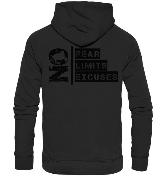 N.O.S.W. BLOCK Ultras Hoodie "ULTRAS FOR REAL" beidseitig bedruckter Männer Organic Kapuzenpullover schwarz