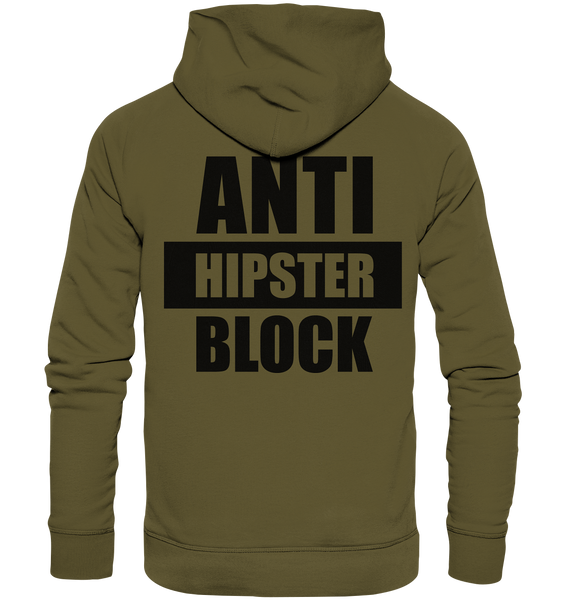 Fanblock Hoodie "ANTI HIPSTER BLOCK" Männer Organic Kapuzenpullover khaki