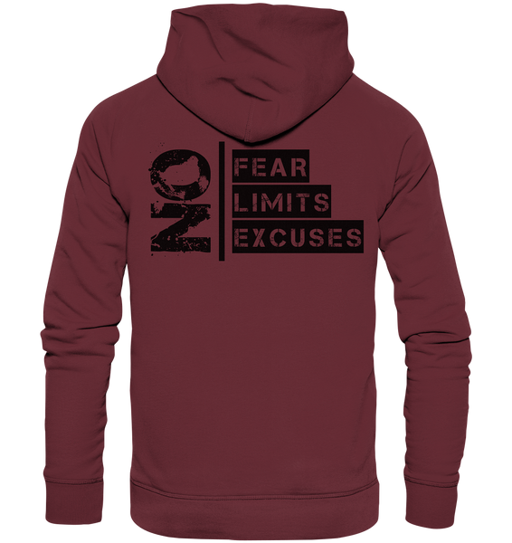 N.O.S.W. BLOCK Ultras Hoodie "ULTRAS FOR REAL" beidseitig bedruckter Männer Organic Kapuzenpullover weinrot