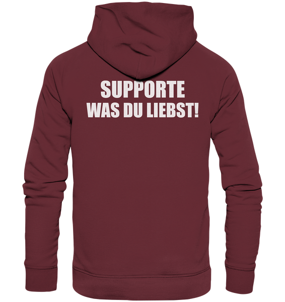 N.O.S.W. BLOCK Hoodie "N.O.S.W. ICON / SUPPORTE WAS DU LIEBST!" Männer Organic Kapuzenpullover weinrot