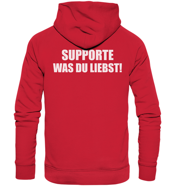 N.O.S.W. BLOCK Hoodie "N.O.S.W. ICON / SUPPORTE WAS DU LIEBST!" Männer Organic Kapuzenpullover rot