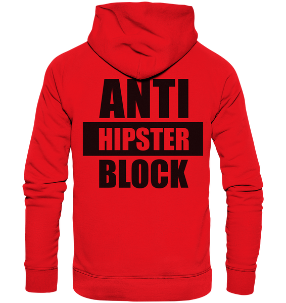 Fanblock Hoodie "ANTI HIPSTER BLOCK" Männer Organic Kapuzenpullover rot
