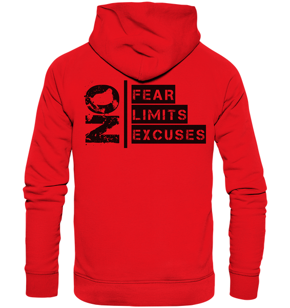 N.O.S.W. BLOCK Ultras Hoodie "ULTRAS FOR REAL" beidseitig bedruckter Männer Organic Kapuzenpullover rot