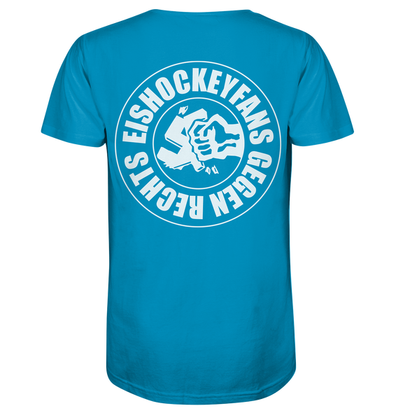 N.O.S.W. BLOCK Gegen Rechts Shirt "EISHOCKEYFANS GEGEN RECHTS" beidseitig bedrucktes Männer Organic T-Shirt azur