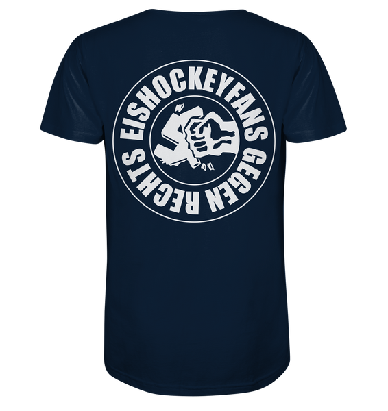 N.O.S.W. BLOCK Gegen Rechts Shirt "EISHOCKEYFANS GEGEN RECHTS" beidseitig bedrucktes Männer Organic T-Shirt navy