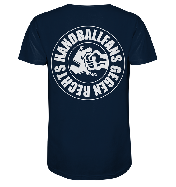 N.O.S.W. BLOCK Gegen Rechts Shirt "HANDBALLFANS GEGEN RECHTS" beidseitig bedrucktes Männer Organic T-Shirt navy
