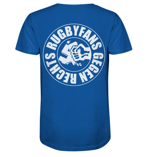 N.O.S.W. BLOCK Gegen Rechts Shirt "RUGBYFANS GEGEN RECHTS" beidseitig bedrucktes Männer Organic T-Shirt blau