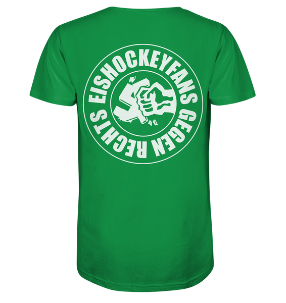 N.O.S.W. BLOCK Gegen Rechts Shirt "EISHOCKEYFANS GEGEN RECHTS" beidseitig bedrucktes Männer Organic T-Shirt grün