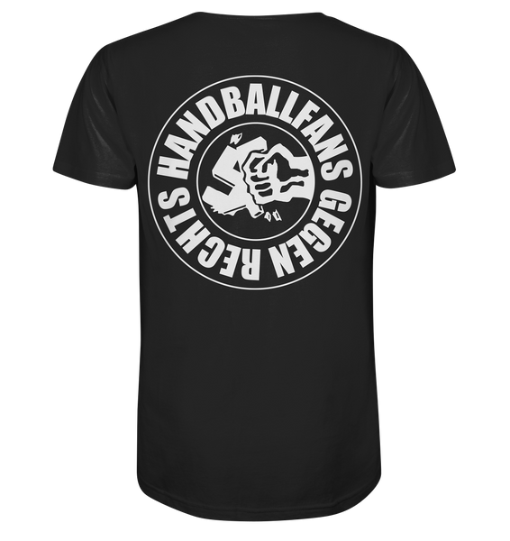 N.O.S.W. BLOCK Gegen Rechts Shirt "HANDBALLFANS GEGEN RECHTS" beidseitig bedrucktes Männer Organic T-Shirt schwarz