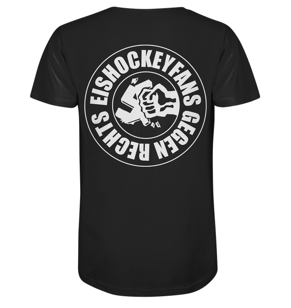 N.O.S.W. BLOCK Gegen Rechts Shirt "EISHOCKEYFANS GEGEN RECHTS" beidseitig bedrucktes Männer Organic T-Shirt schwarz
