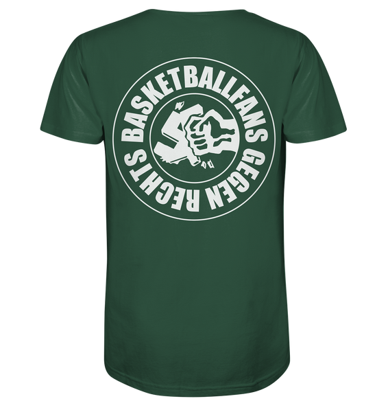 N.O.S.W. BLOCK Gegen Rechts Shirt "BASKETBALLFANS GEGEN RECHTS" beidseitig bedrucktes Männer Organic T-Shirt dunkelgrün