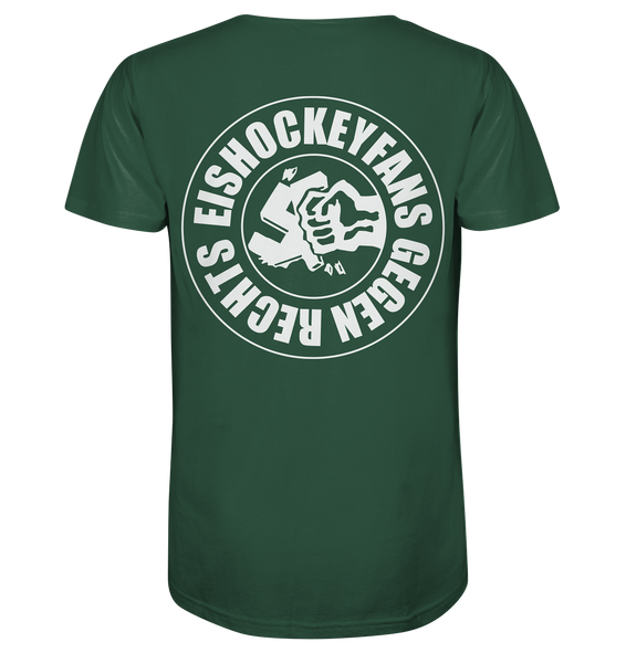 N.O.S.W. BLOCK Gegen Rechts Shirt "EISHOCKEYFANS GEGEN RECHTS" beidseitig bedrucktes Männer Organic T-Shirt dunkelgrün