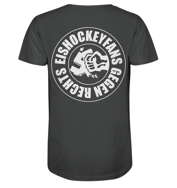 N.O.S.W. BLOCK Gegen Rechts Shirt "EISHOCKEYFANS GEGEN RECHTS" beidseitig bedrucktes Männer Organic T-Shirt anthrazit