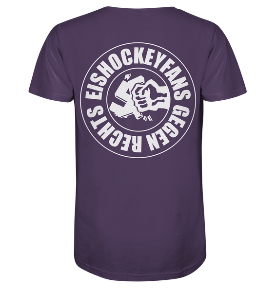 N.O.S.W. BLOCK Gegen Rechts Shirt "EISHOCKEYFANS GEGEN RECHTS" beidseitig bedrucktes Männer Organic T-Shirt lila