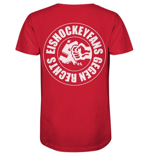 N.O.S.W. BLOCK Gegen Rechts Shirt "EISHOCKEYFANS GEGEN RECHTS" beidseitig bedrucktes Männer Organic T-Shirt rot