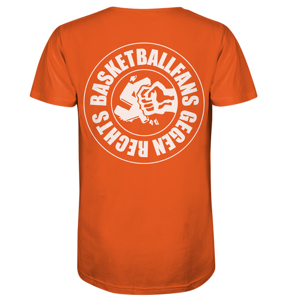 N.O.S.W. BLOCK Gegen Rechts Shirt "BASKETBALLFANS GEGEN RECHTS" beidseitig bedrucktes Männer Organic T-Shirt orange