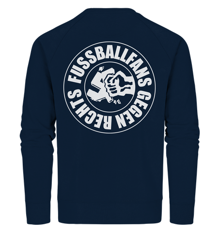 N.O.S.W. BLOCK Gegen Rechts Sweater "FUSSBALLFANS GEGEN RECHTS" beidseitig bedruckter Männer Organic Sweatshirt navy