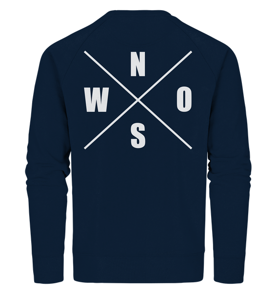 N.O.S.W. BLOCK Sweater "N.O.S.W. ICON" @ Front & Back Männer Organic Sweatshirt navy