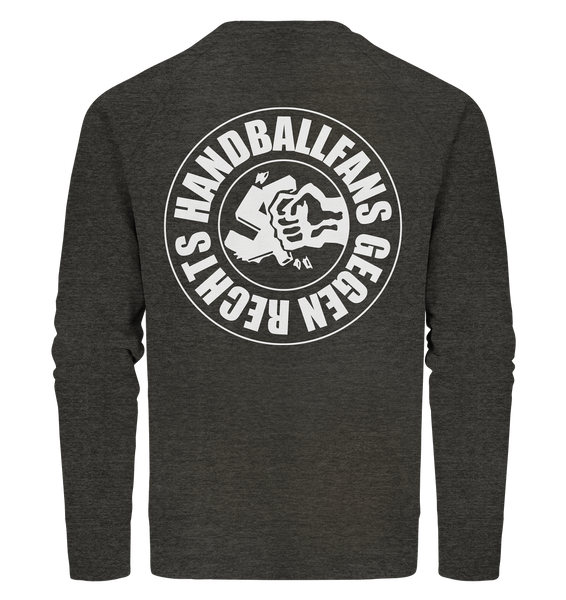 N.O.S.W. BLOCK Gegen Rechts Sweater "HANDBALLFANS GEGEN RECHTS" beidseitig bedrucktes Männer Organic Sweatshirt dark heather grau