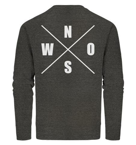 N.O.S.W. BLOCK Sweater "N.O.S.W. ICON" @ Front & Back Männer Organic Sweatshirt dunkelgrau