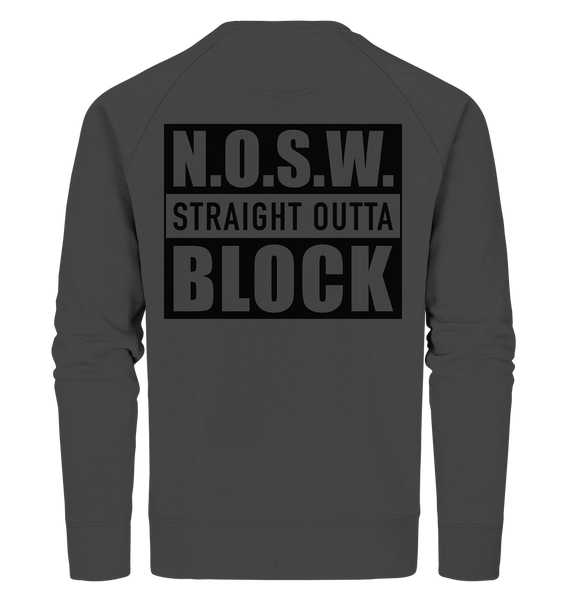 N.O.S.W. BLOCK Hoodie "CASUAL BLOCKWEAR" beidseitig bedruckter Männer Organic Sweatshirt anthrazit